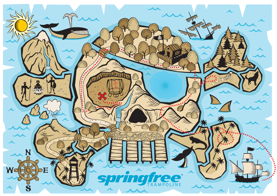 pirate map with springfree trampoline logo