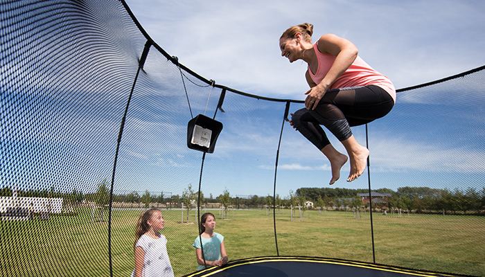 woman exercising in a trampoline