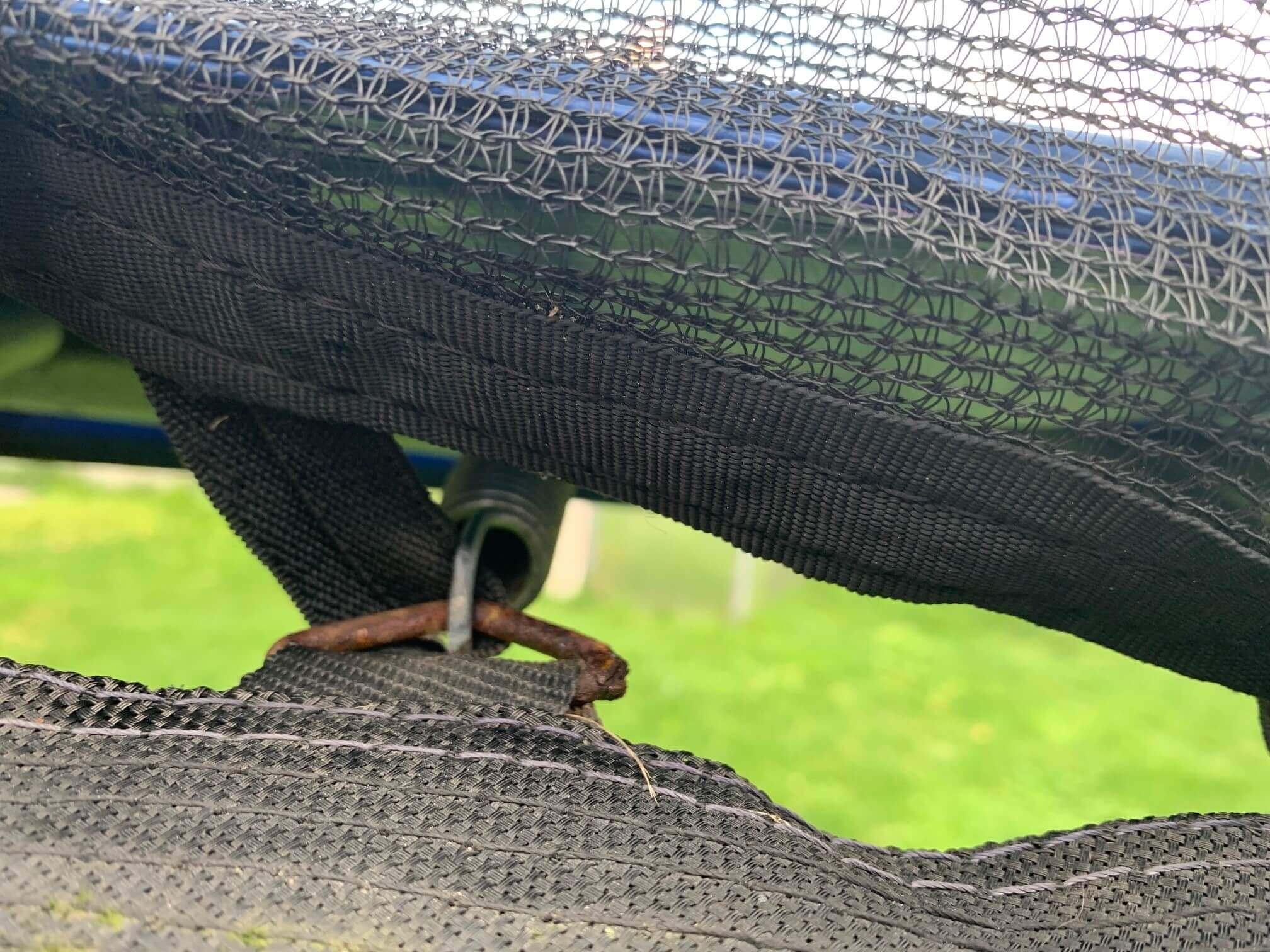 Exposed springs on spring-based trampoline