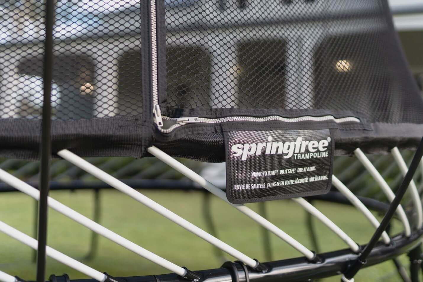 A close-up view of the Springfree Trampoline rods