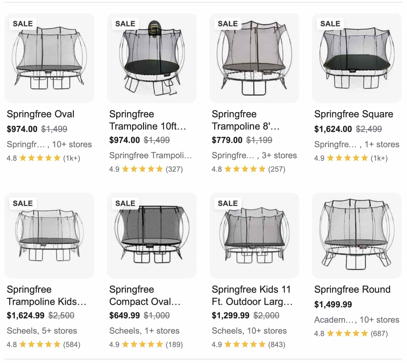 Online reviews for Springfree Trampolines.