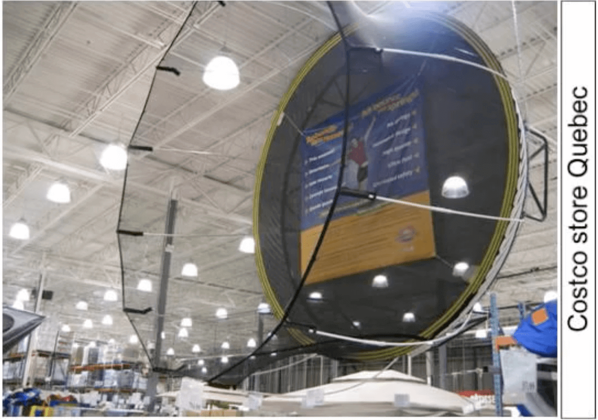 A Springfree Trampoline displayed in a Costco store in Quebec, Canada