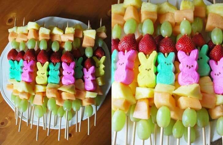 Fruit and marshmallow kebabs