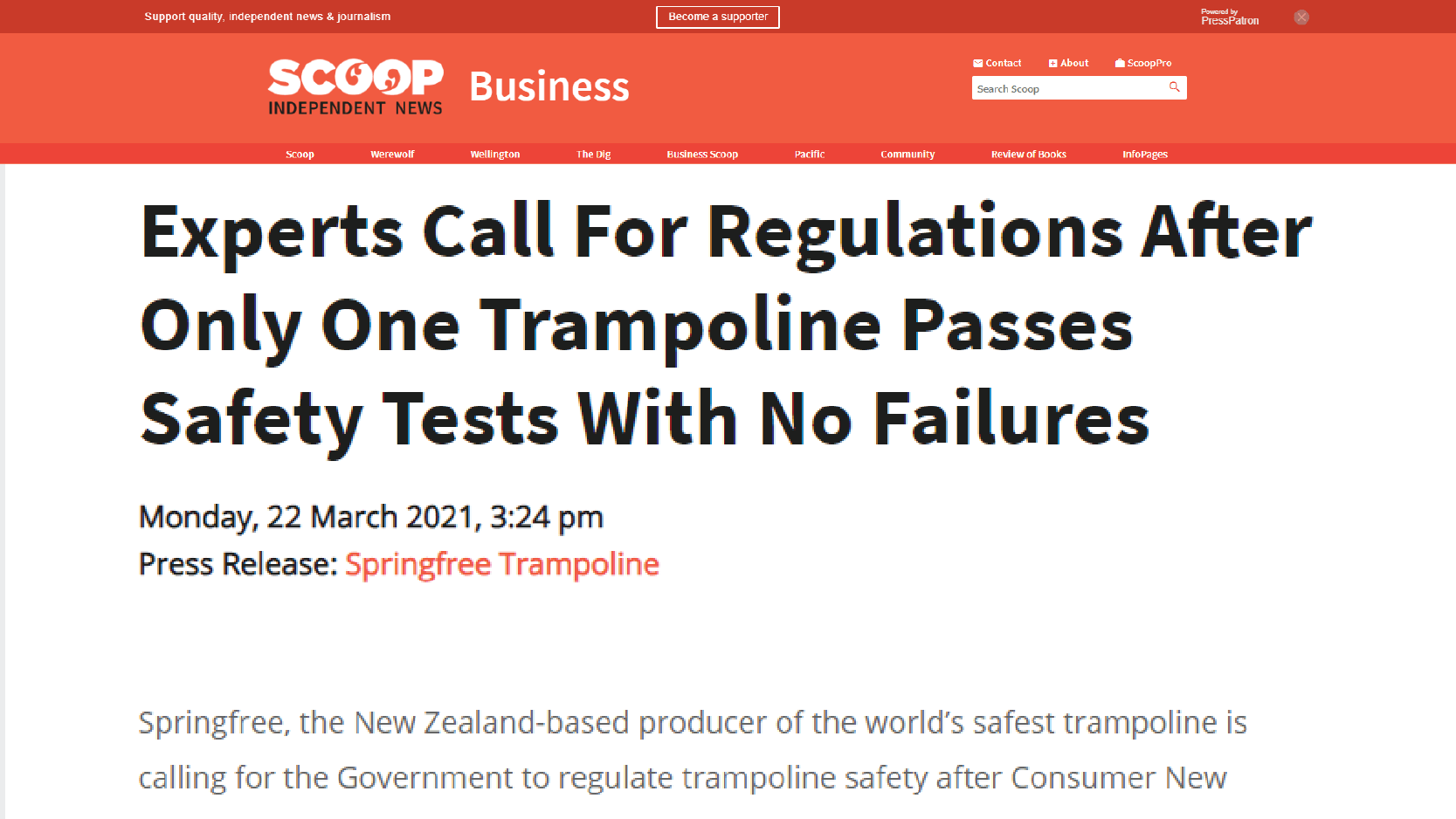 Experts Call For Regulations After Only One Trampoline Passes Safety Tests With No Failures